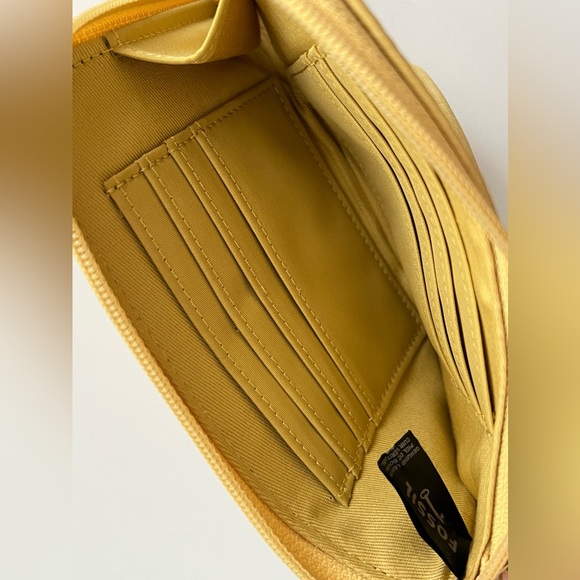 Fossil Embroidered Butterflies Floral Wristlet Wallet‎ Leather Yellow Clutch - Picture 13 of 15